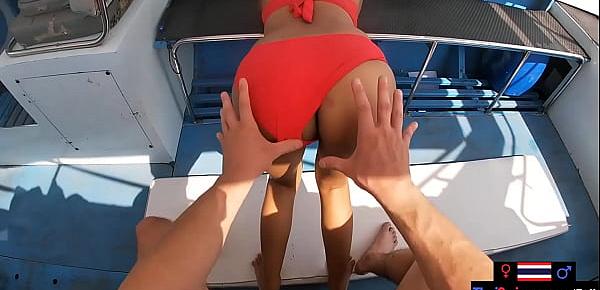  Rented a boat for a day and had sex on it with his Asian teen girlfriend